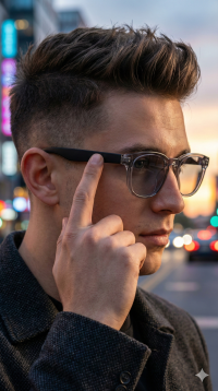 تست عینک هوشمند آفتابی گرین لاین با لنز فتوکرومیک روی صورت